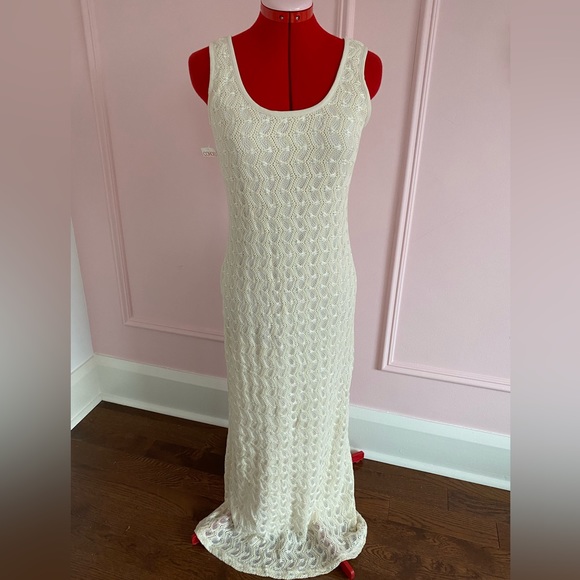 Vintage L’atelier Clientele Maxi Dress, Sleeveless, Cream, Lined, Women’s US S/M - Picture 1 of 14